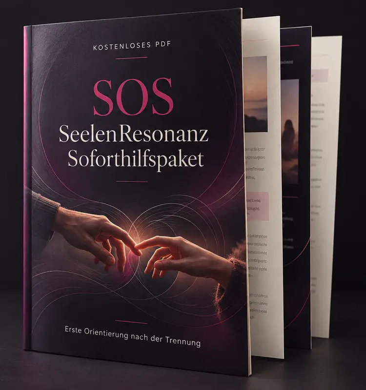 PDF „SOS SeelenResonanz Soforthilfspaket – Erste Orientierung nach der Trennung“ als aufgeschlagenes Heft